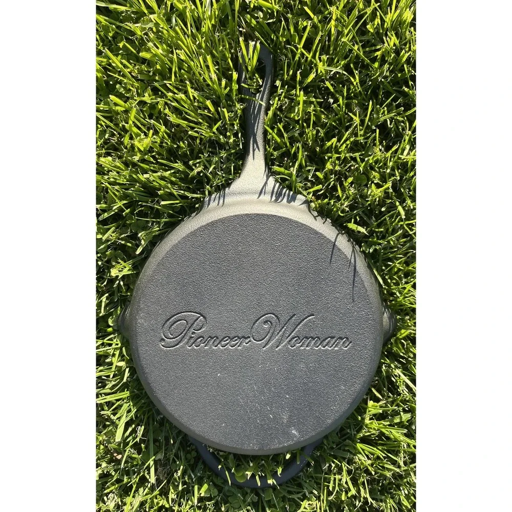 The Pioneer Woman Cast Iron Skillet Frying Pan Pre-Seasoned Logo Black Cookware